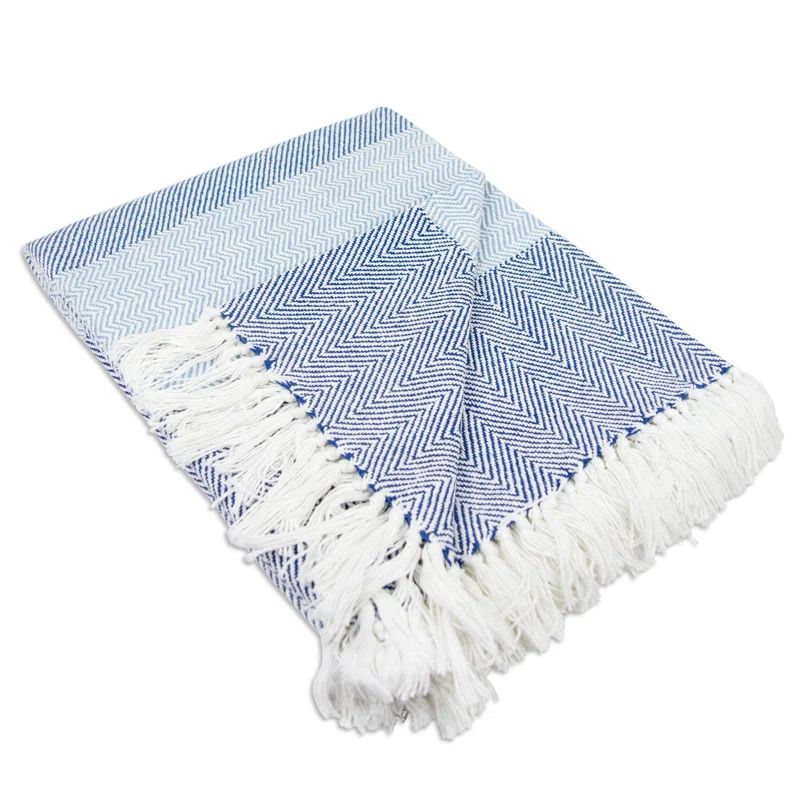 Taupe and White Cotton Sherpa Reversible Throw Blanket