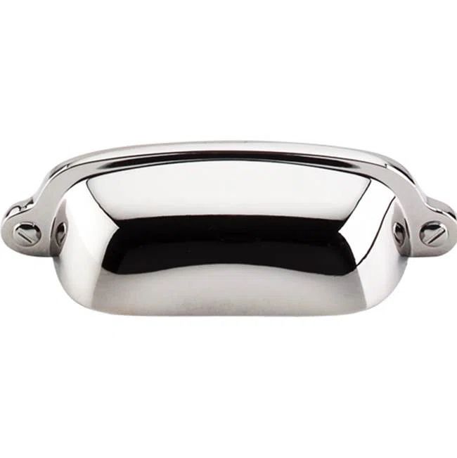 Polished Nickel Modern Cup Pull with Mounting Hardware