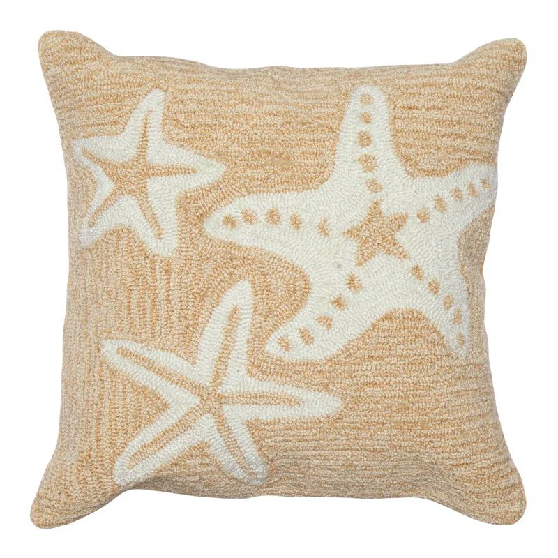 Natural Beige and White Starfish 18" Indoor/Outdoor Pillow