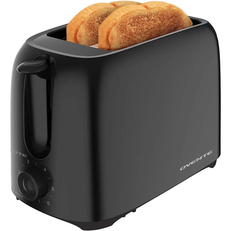 Compact Black 2-Slice Toaster with Removable Crumb Tray