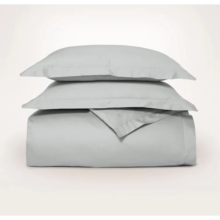 King/California King Organic Cotton Satin Duvet Set in Light Gray