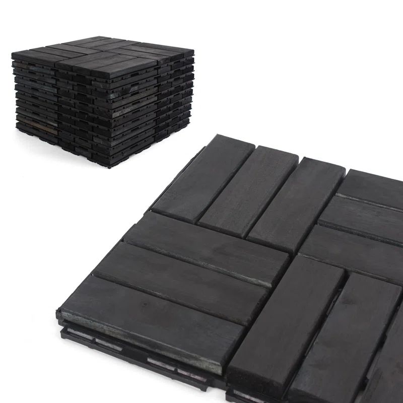 12" x 12" Blue Acacia Wood Interlocking Deck Tiles, 10 Pack