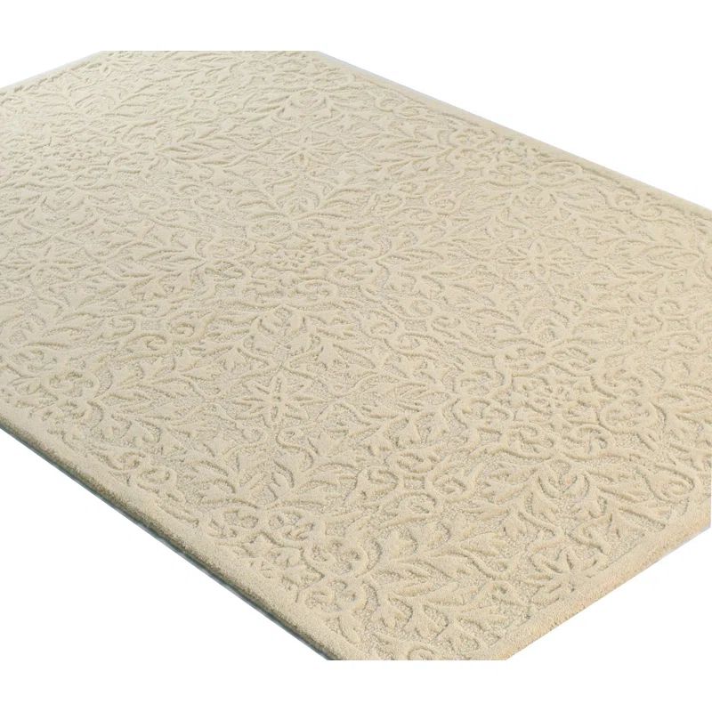 Ivory Handmade Tufted Wool Rectangular Area Rug 8' x 10'