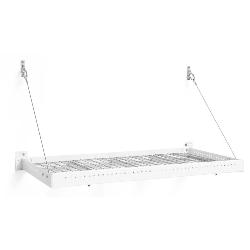White Steel Wall-Mounted Garage Storage Shelf 2' x 4'