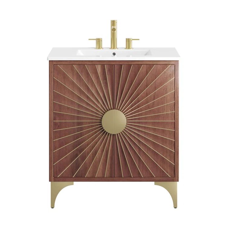 Daylight 30" Walnut Mango Wood Bathroom Vanity with Ceramic Sink