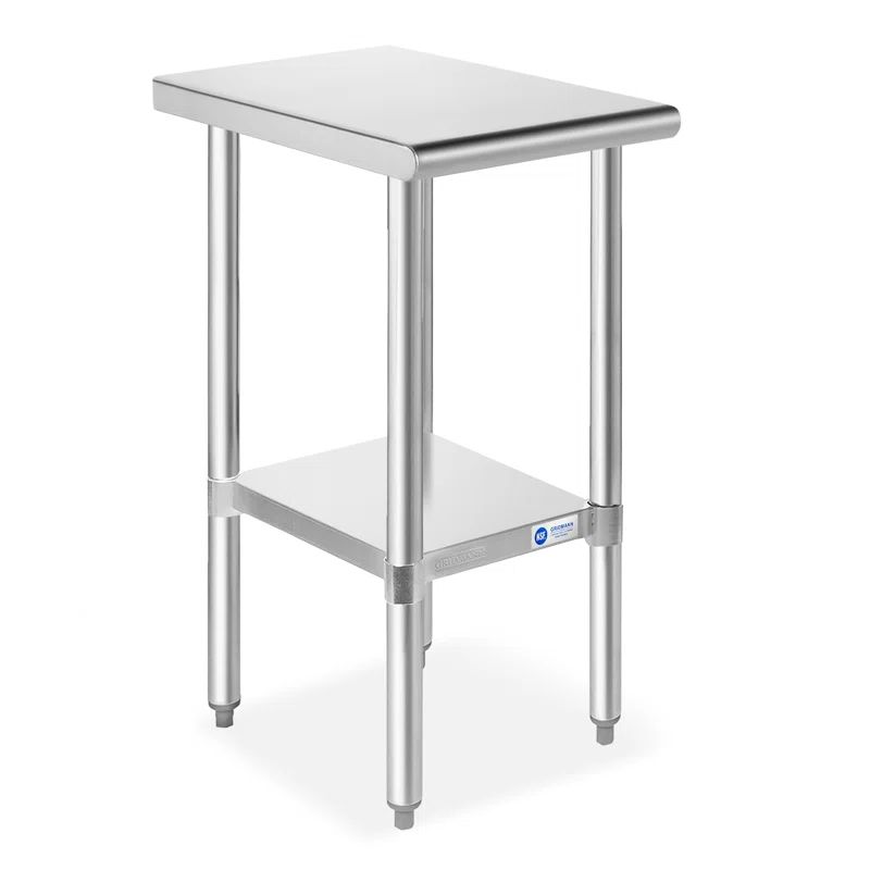 GRIDMANN 34.5" Stainless Steel Commercial Prep Table with Undershelf