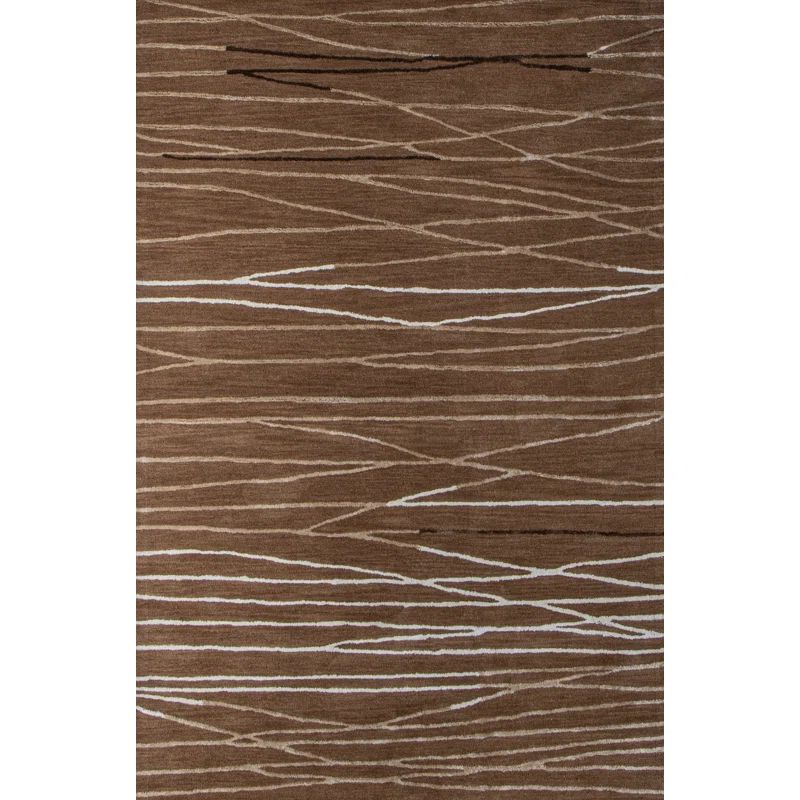 Greenwich Brown and Gray Wool Viscose Rectangular Area Rug