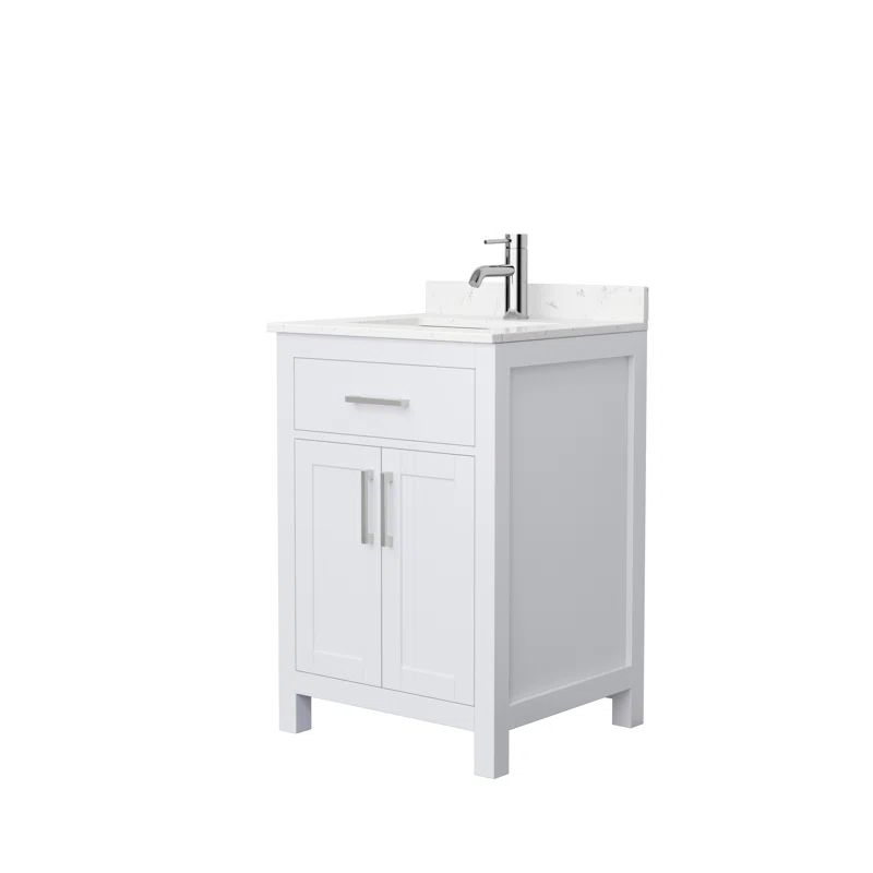Beckett 24" White Freestanding Single Bathroom Vanity with Carrara Marble Top