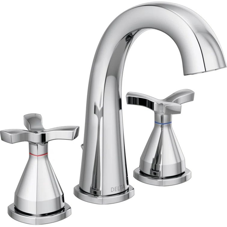 Chrome Modern Widespread Bathroom Faucet with Cross Handles