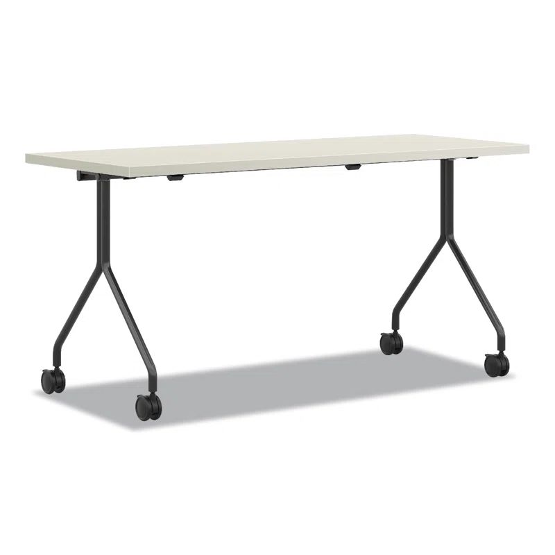 Black Rectangular Mobile Nesting Table with Lockable Casters