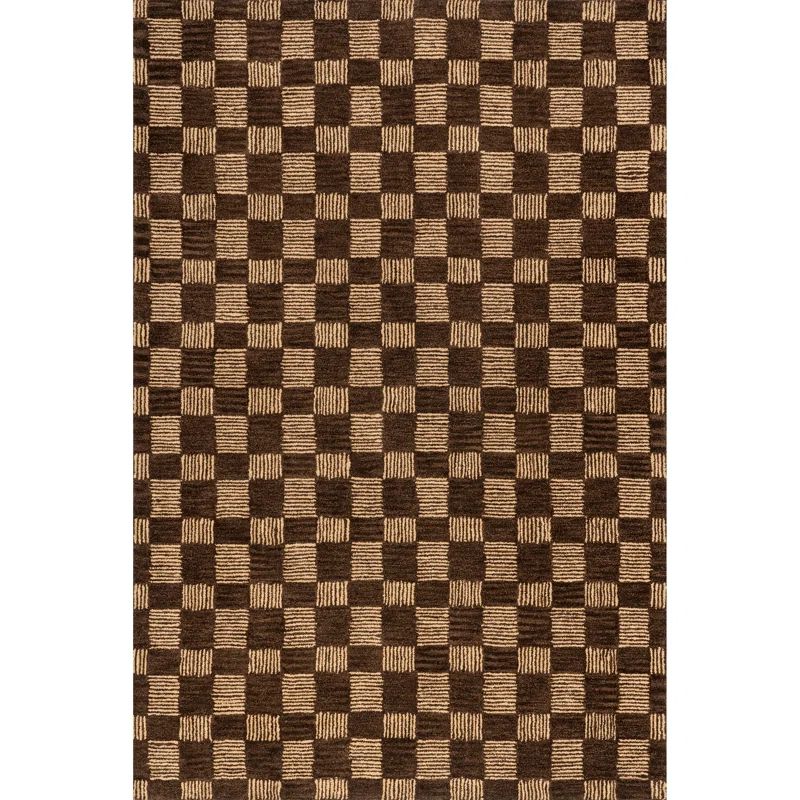 Handmade Brown Wool Rectangular Tufted Area Rug, 5' x 8'