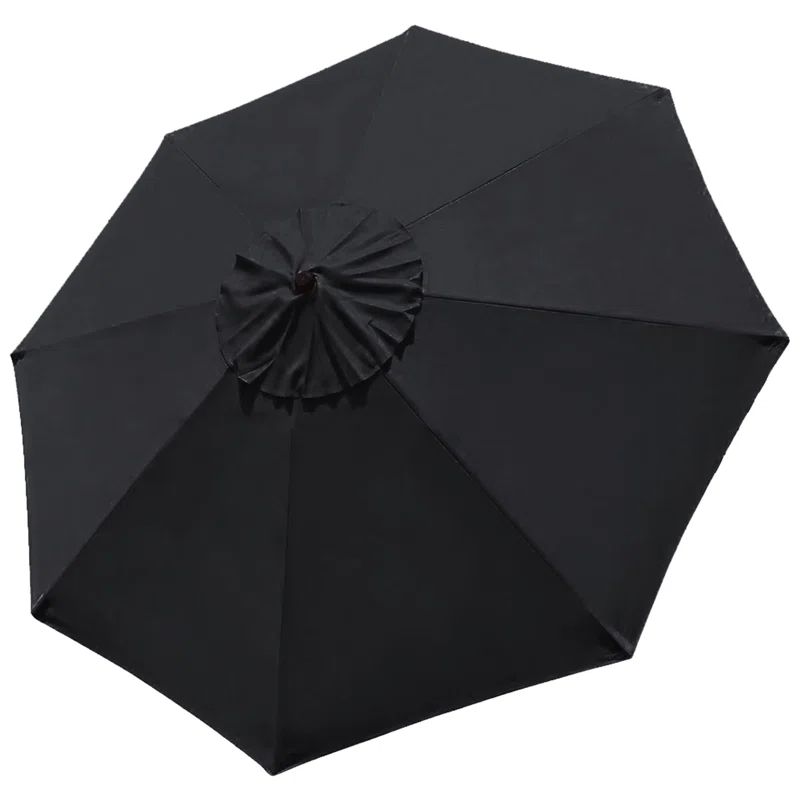 Black Fabric Replacement Cover for 9ft 8 Ribs Market Patio Umbrella