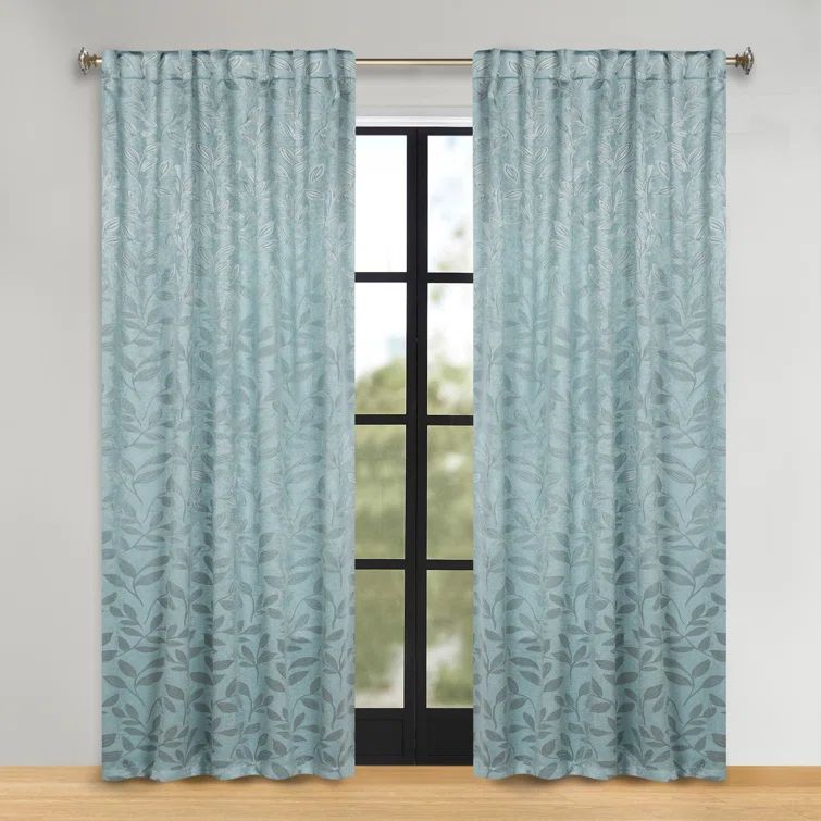 Green Lily Polyester Blackout Room Darkening Curtains, 52" x 63"