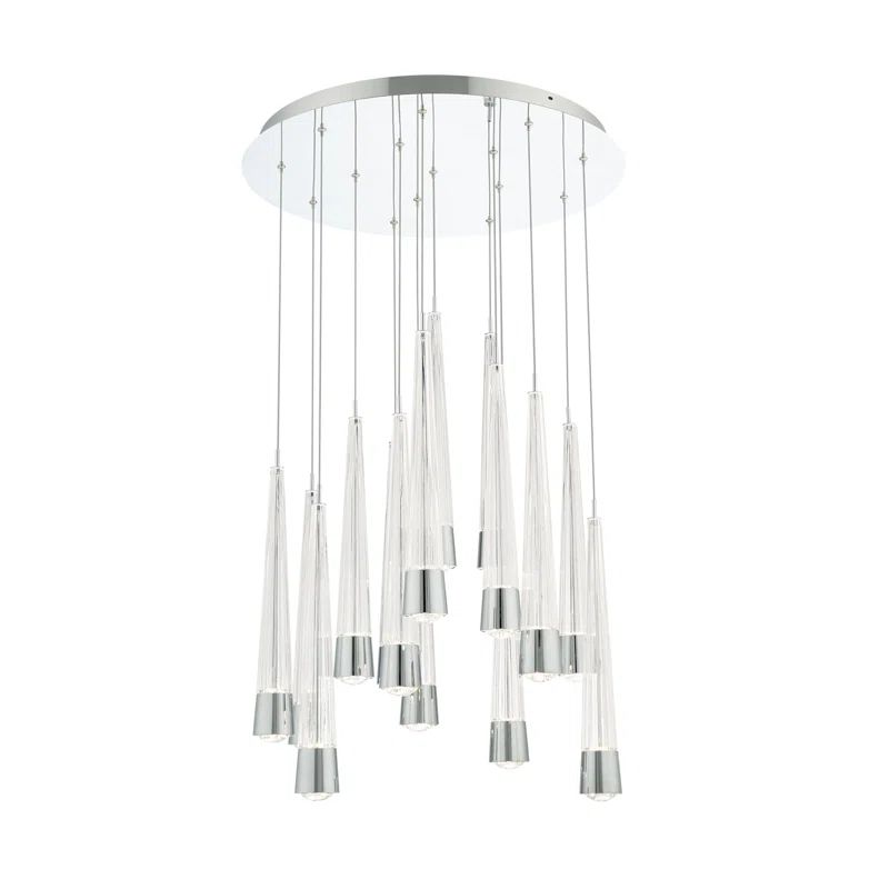 Chrome Glass 15-Light LED Cluster Pendant
