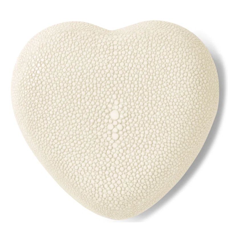 Cream Textured Heart-Shaped Keepsake Box
