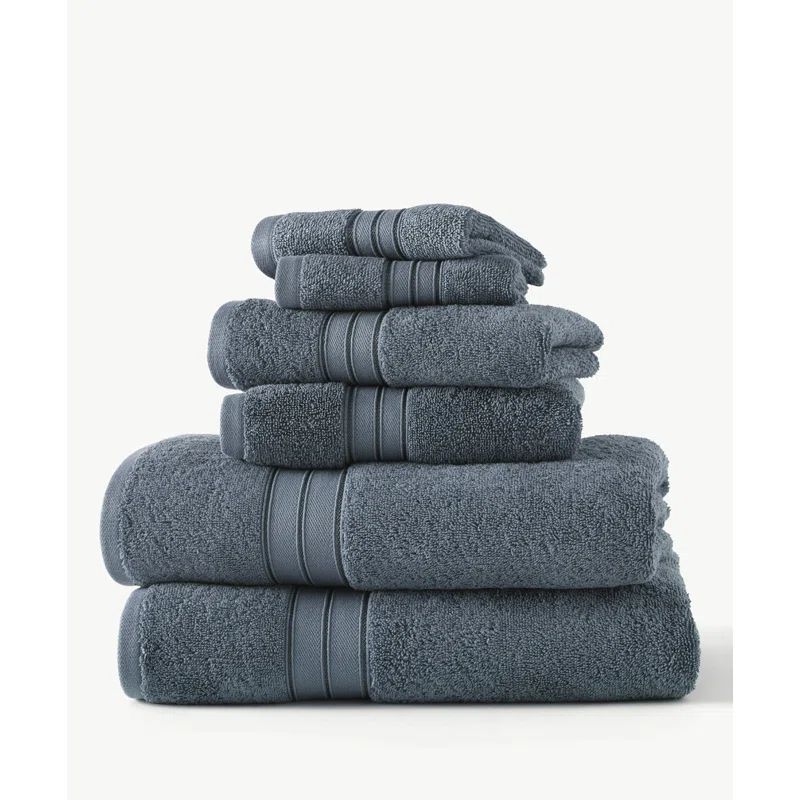 Liam Sapphire Blue 6-Piece Cotton Microfiber Bath Towel Set