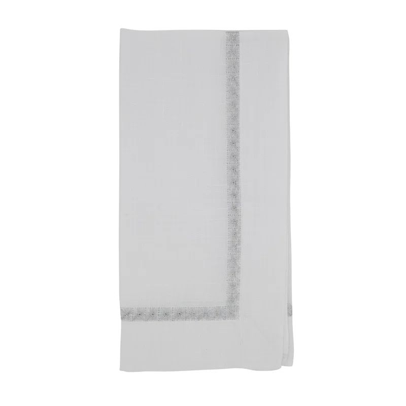 Silver Polyester Embroidered Cocktail Napkins Set of 4