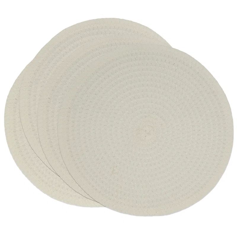 White 15" Round Fabric Placemats - Set of 4