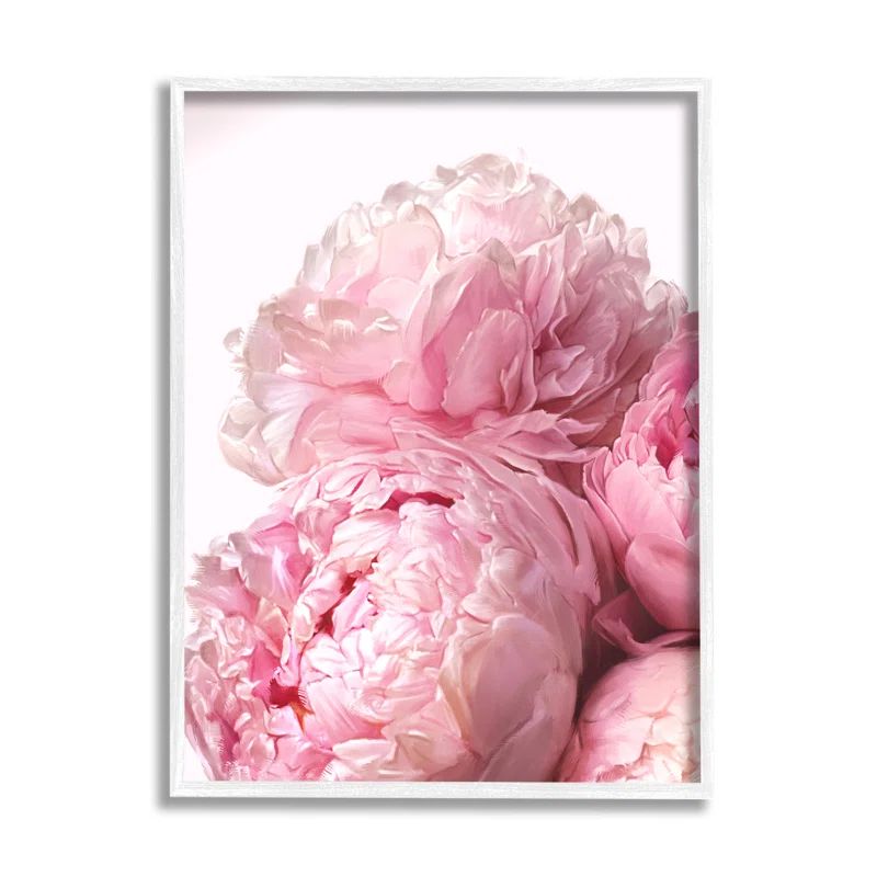 Blush Pink Peonies Floral Canvas Print with White Frame