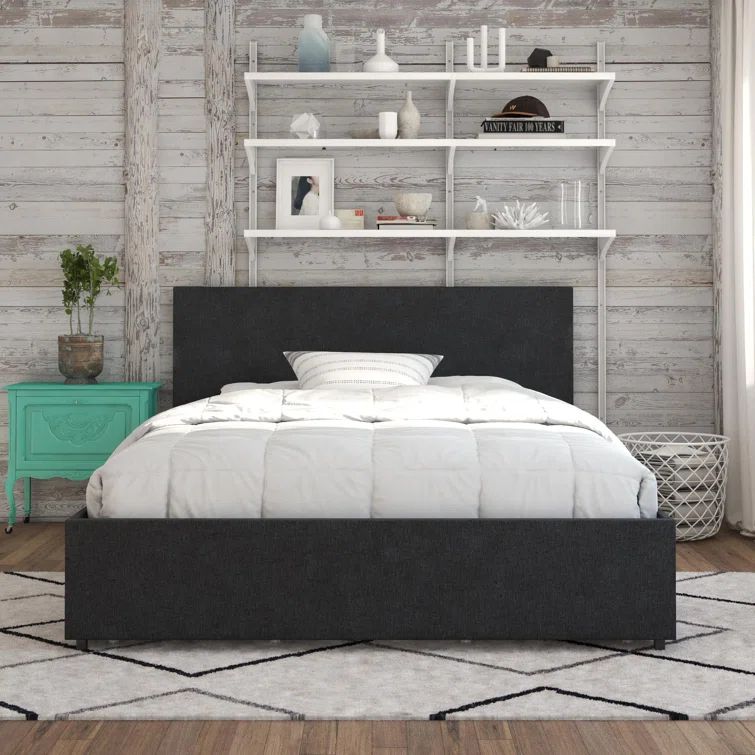 Kelly Dark Gray Upholstered Queen Bed with Storage Drawers
