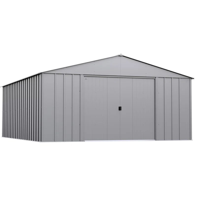 Large Flute Grey Steel Outdoor Storage Shed