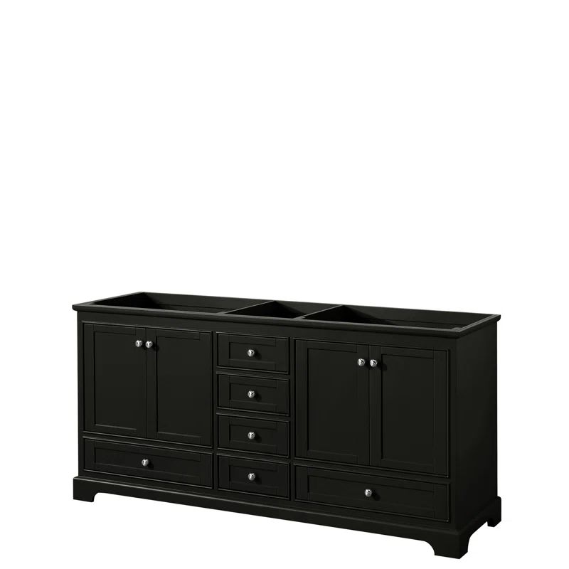 Deborah 71" Dark Espresso Double Bathroom Vanity with Polished Chrome Trim