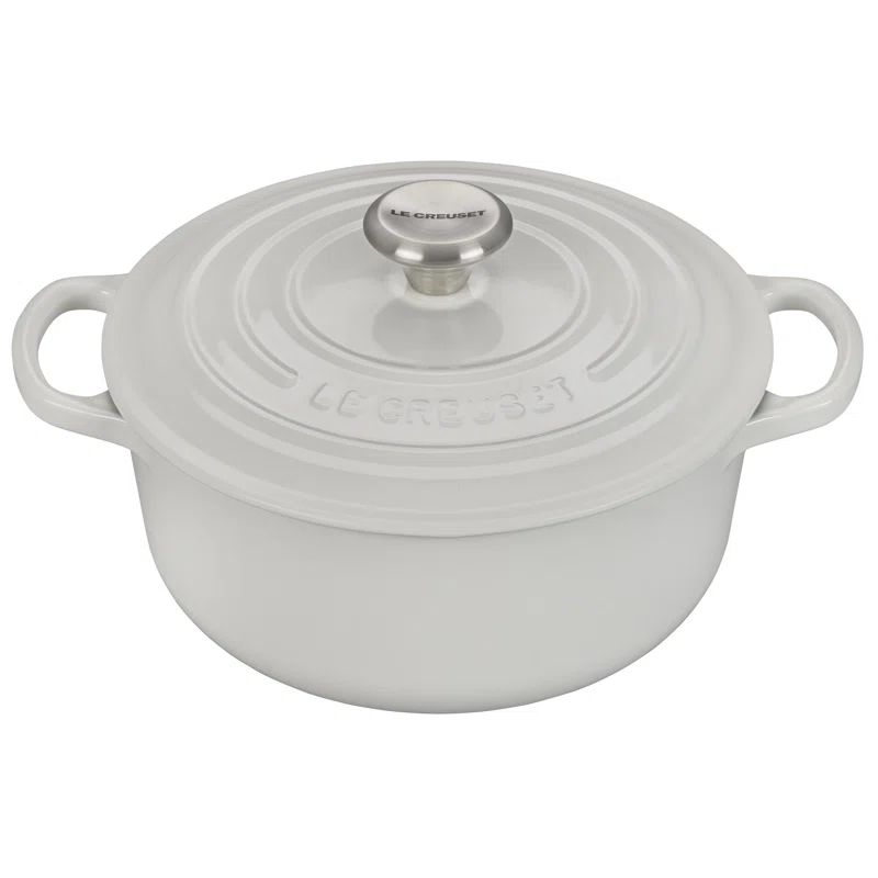 White Enameled Cast Iron Round Dutch Oven, 6.75 Qt.