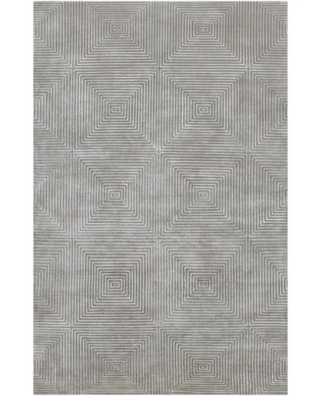 Gray Hand-Knotted Wool and Viscose 4' x 6' Rug