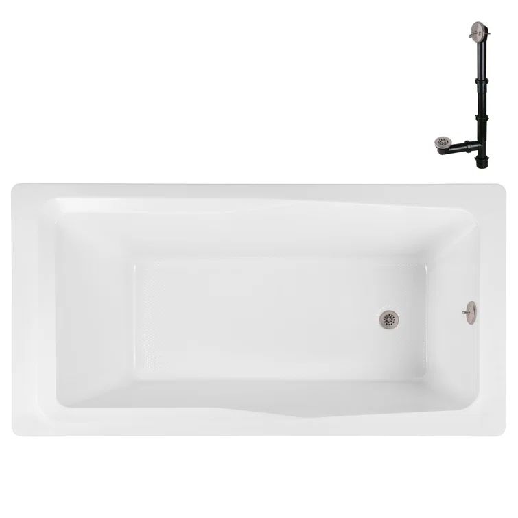 60'' x 32'' Glossy White Acrylic Soaking Drop-In Bathtub