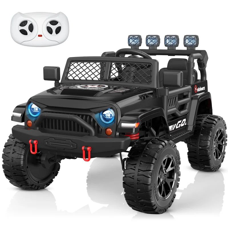 24V Black Electric Ride-On Truck with Remote Control