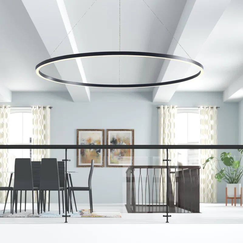 Tania Sleek Circular Adjustable LED Chandelier in Black