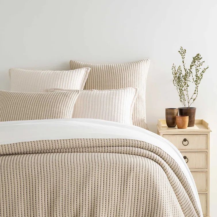 Natural Cotton Patterned Full/Double Coverlet