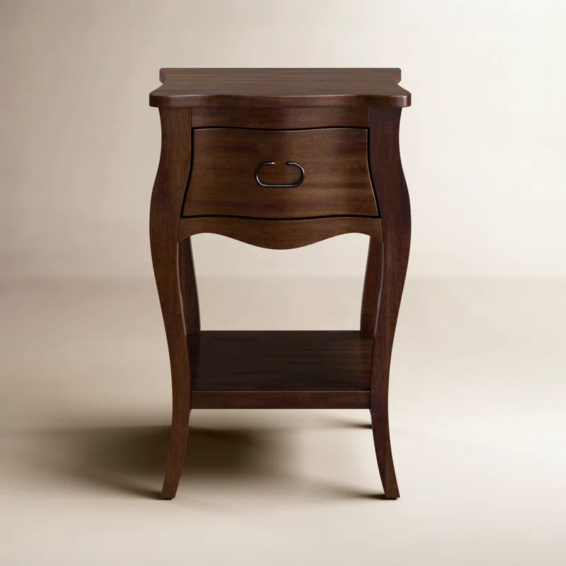 Esmerelda Transitional Mango Wood & Iron 1-Drawer Nightstand