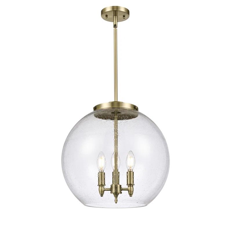 Athens Antique Brass Globe Pendant Light for Indoor/Outdoor Use