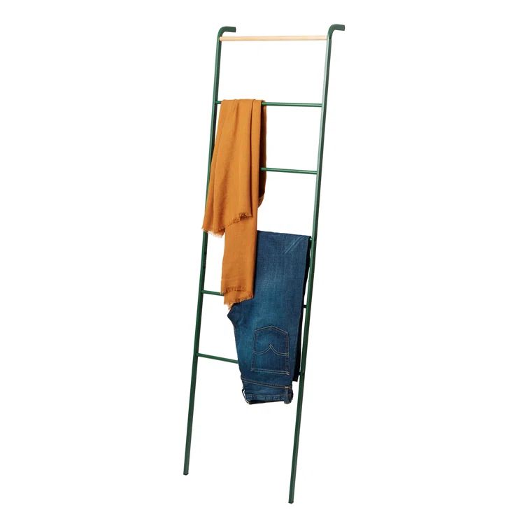 Forest Green Steel Leaning Ladder Rack for Small Spaces