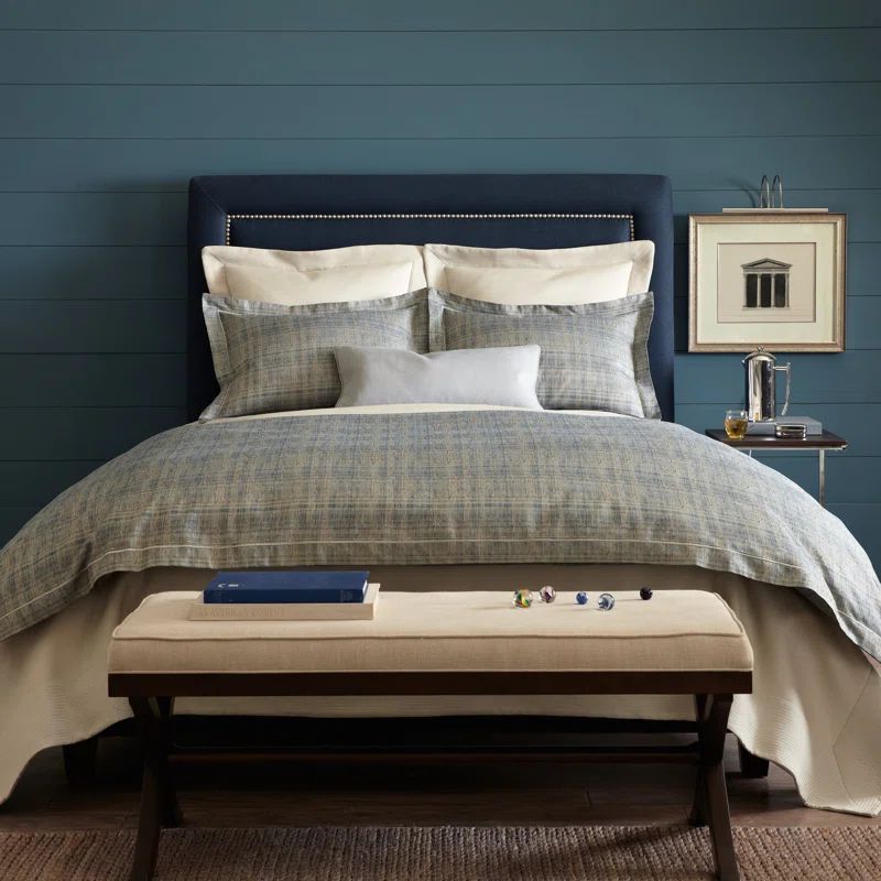 Biagio Blue Twin Cotton Reversible Duvet Cover