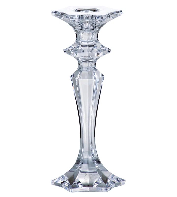 Elegant Clear Glass 8" Crystalline Candlestick