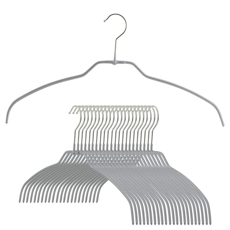 Silver Ultra-Thin Non-Slip Metal Shirt Hangers, Set of 20