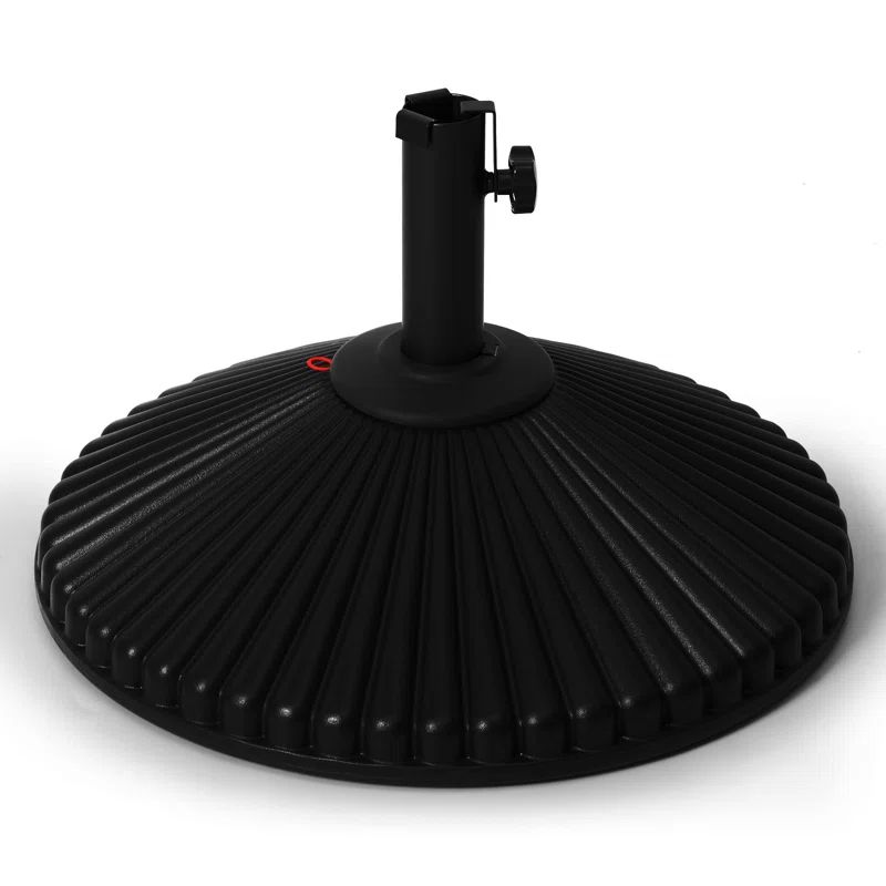 Black Round Metal Wheeled Umbrella Base with Adjustable Knob