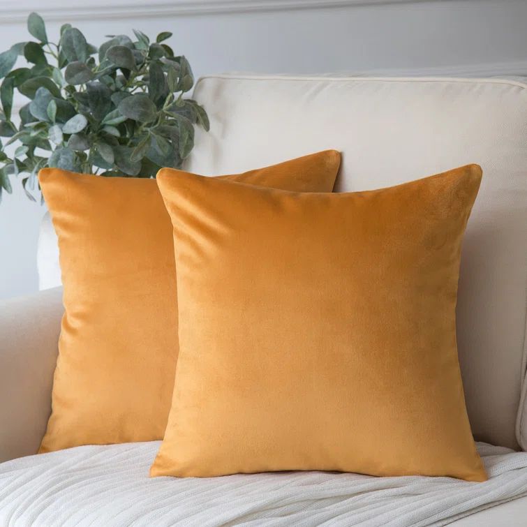 Golden Velvet Square Decorative Throw Pillow Inserts