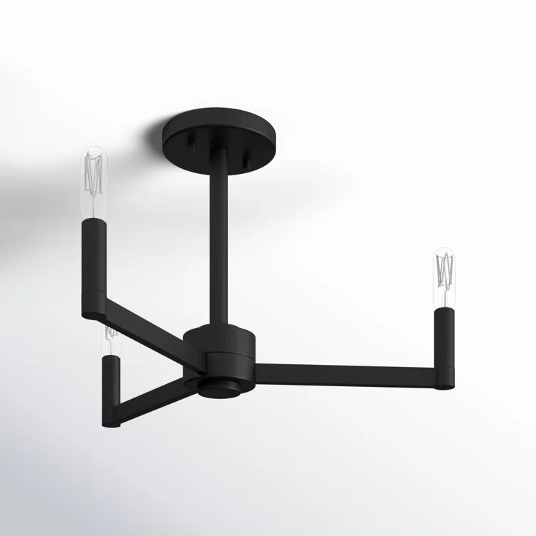 Midnight Black Steel Sputnik LED Semi Flush Mount