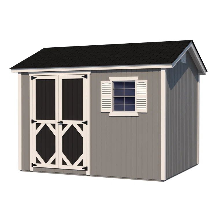 8x12 Blue and White Wood Workshop Shed Kit with Windows and Floor