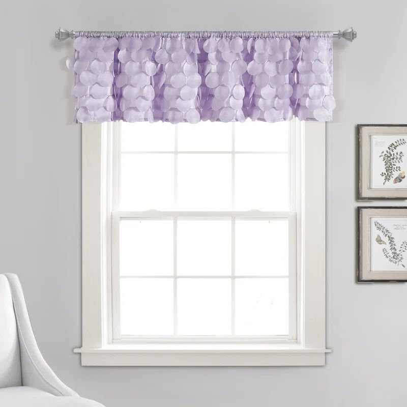 Lilac Polyester Rod Pocket Scalloped Window Valance