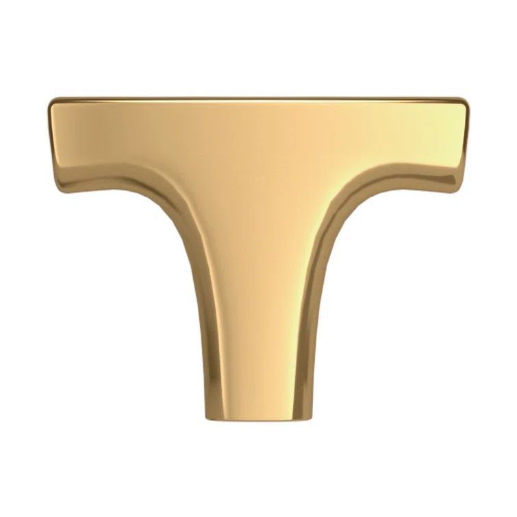 Polished Brass Modern Cabinet Knob with Mounting Hardware