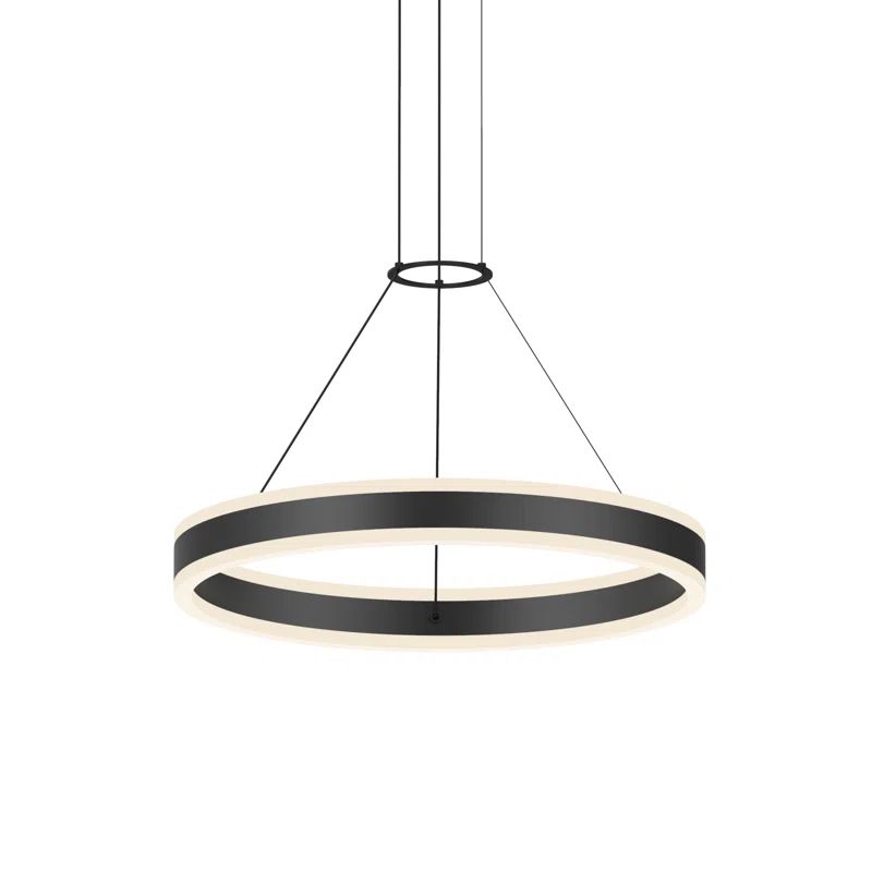 Double Corona 2-Light Satin Black Aluminum LED Chandelier