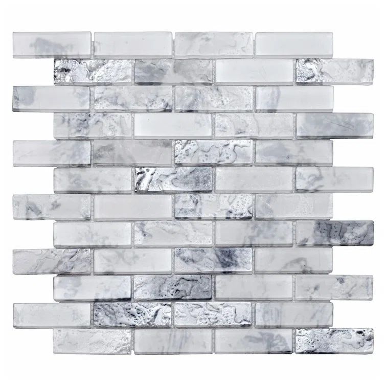 Matte White and Gray Glass Mosaic Wall and Floor Tile