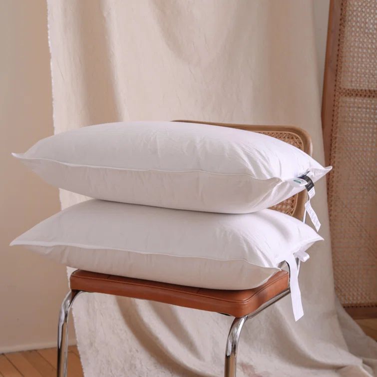 King Size White Hungarian Goose Down Pillow with Cotton Casing