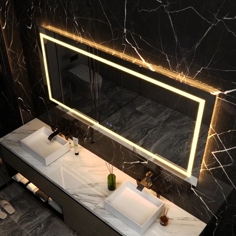 Oversized Frameless LED Backlit and Front Light Vanity Mirror
