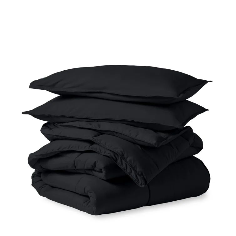 Full Black Ultra-Soft Down Alternative Microfiber Comforter Set