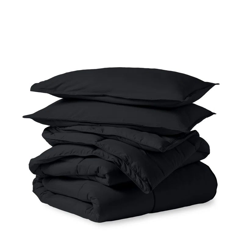 Full Black Ultra-Soft Down Alternative Microfiber Comforter Set